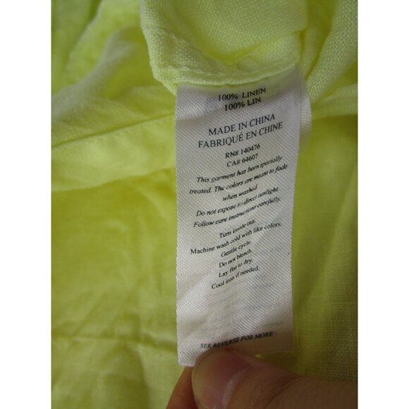 Faherty Top Medium Linen Shirt Button Down Oversized Fit Pocket - Picture 9 of 10